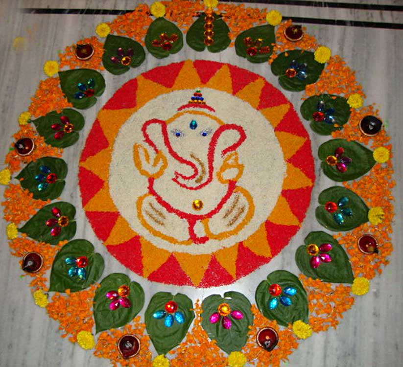 Lord Ganesha Beautiful Rangoli Design for Diwali