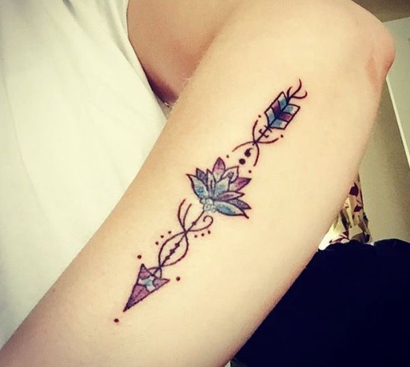 Lotus Flower And Arrow Tattoo Design