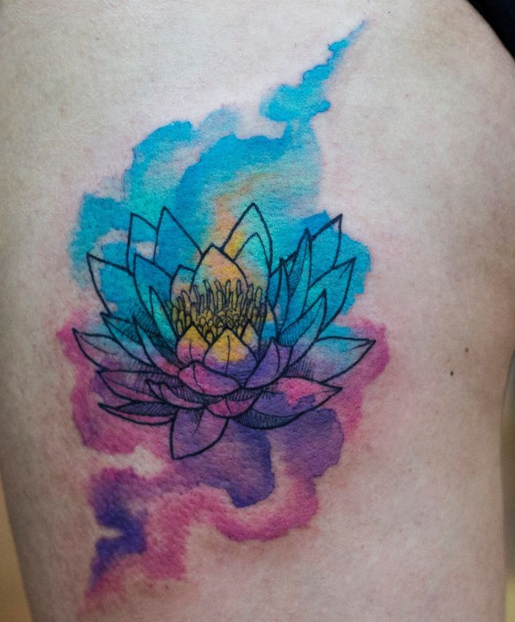 Lotus flower Watercolor Tattoo design idea