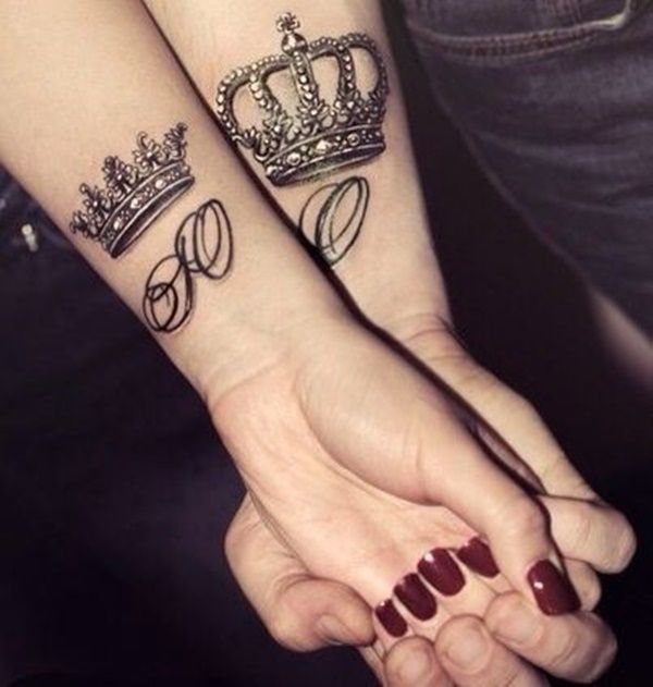 Matching Crown Tattoo On Wrists