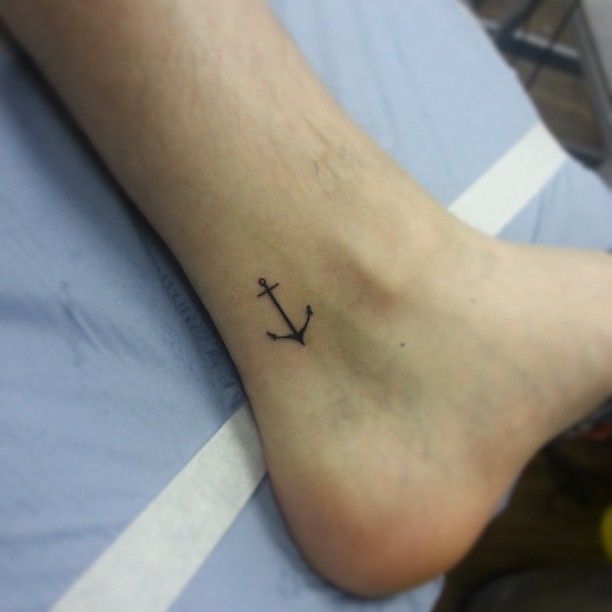 Minimal Small Anchor Tattoo On Ankle