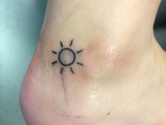 Minimal Sun Tattoo On Ankle