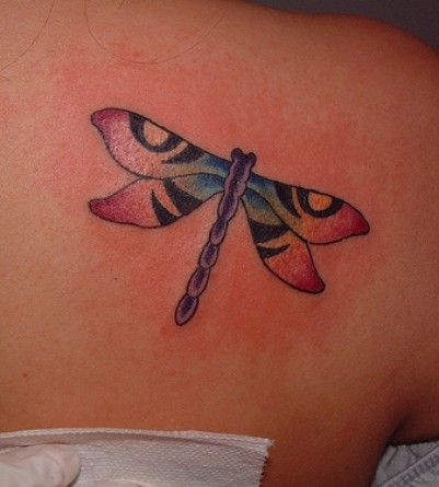 Monarch Dragonfly Tattoo On Back Shoulder