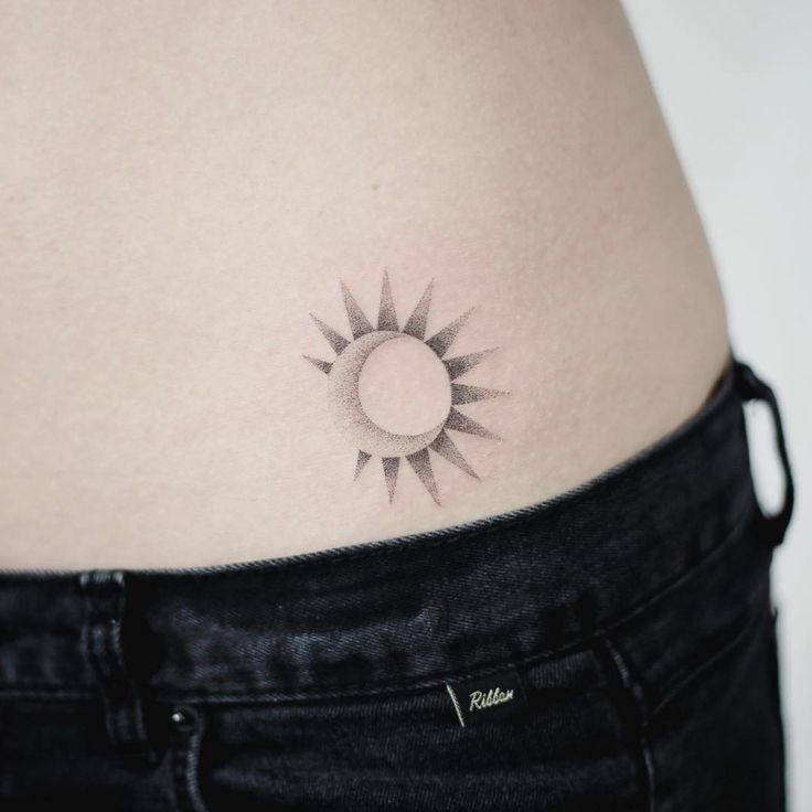 Moon And Sun Tattoo On Hip