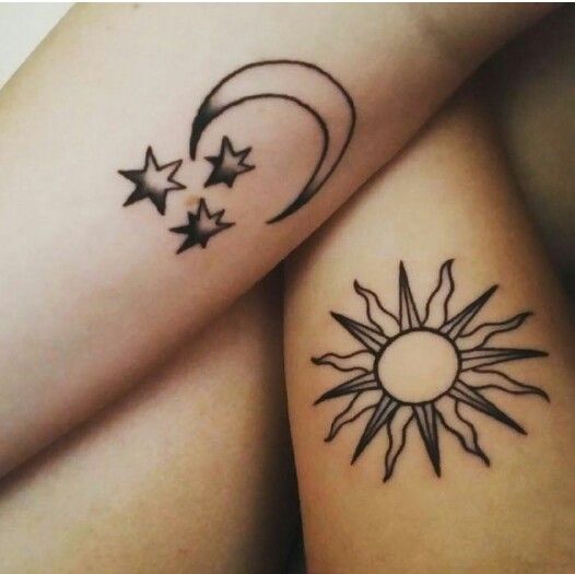 Moon Stars And Sun Tattoo Design Idea
