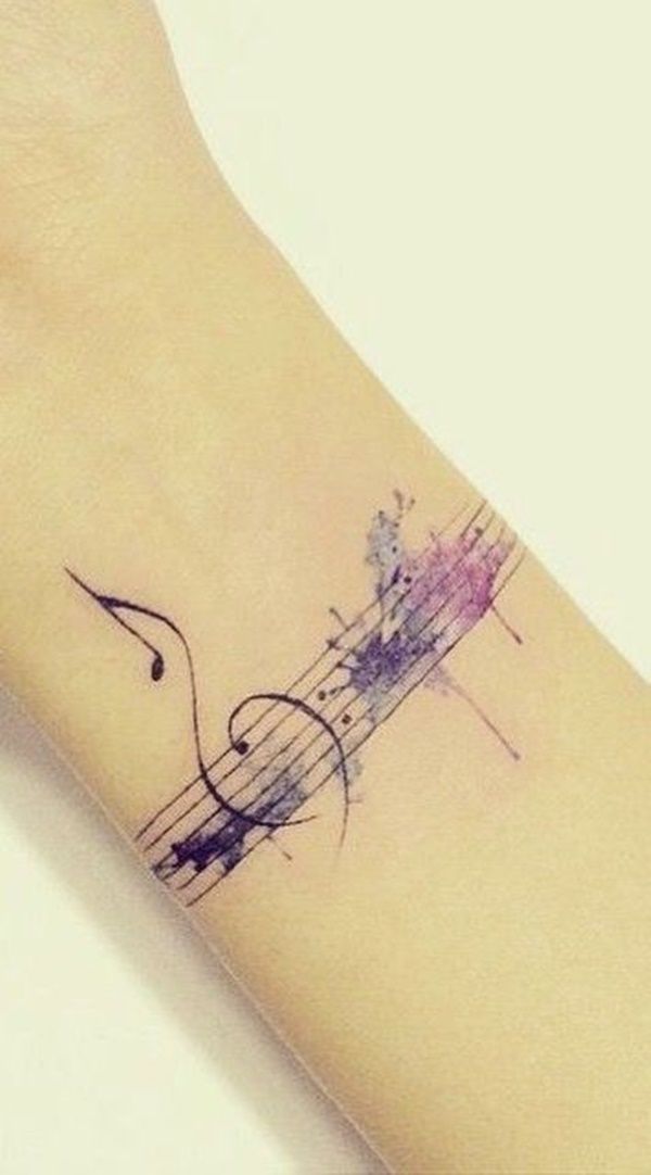 Musical notes Watercolor Tattoo On Wrist