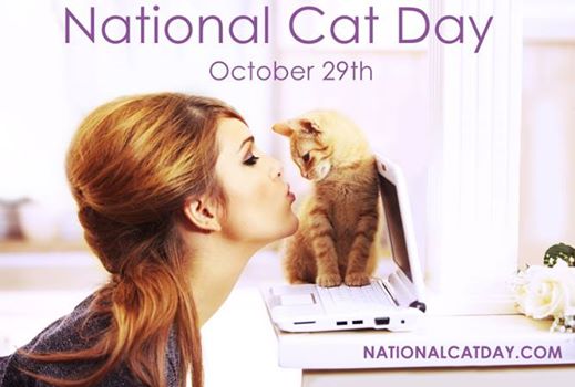 National Cat Day October 29th Girl Kissing Her Cat