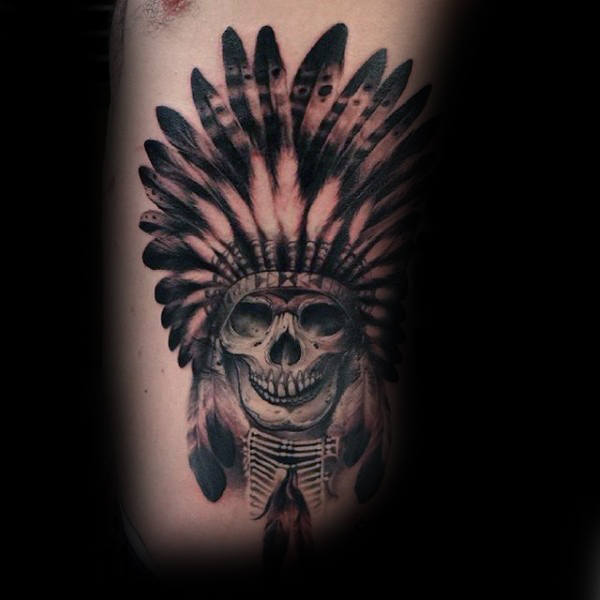 Forearm Native American Skull Tattoo - Tatto
