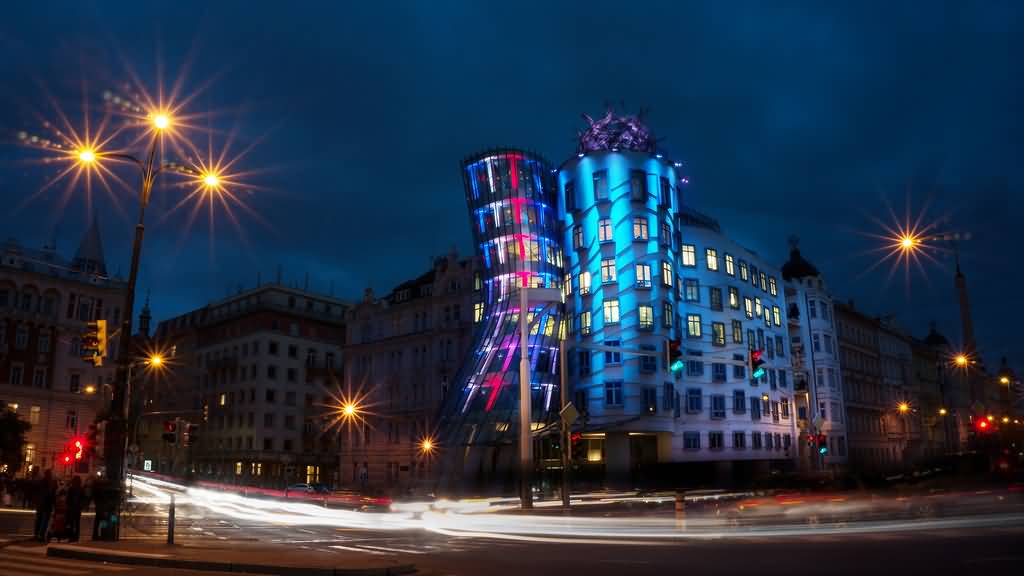 Night View Of The Dancing House In Prague