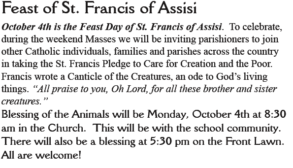October 4th Is The Feast Day Of Saint Francis of Assisi