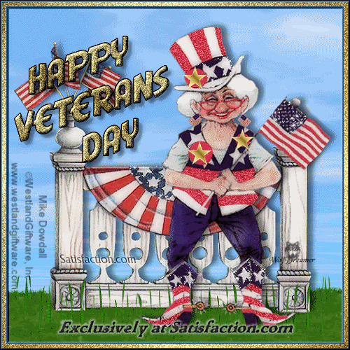 Old lady wishes Happy Veterans Day glitter image