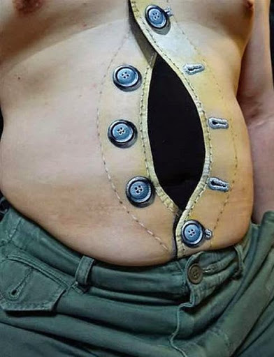 Open Stomach 3D Tattoo For Men