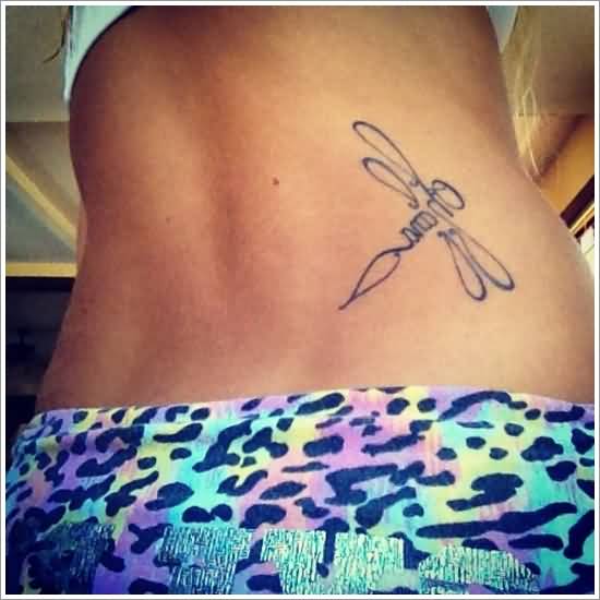 Outline Dragonfly Tattoo On Waist