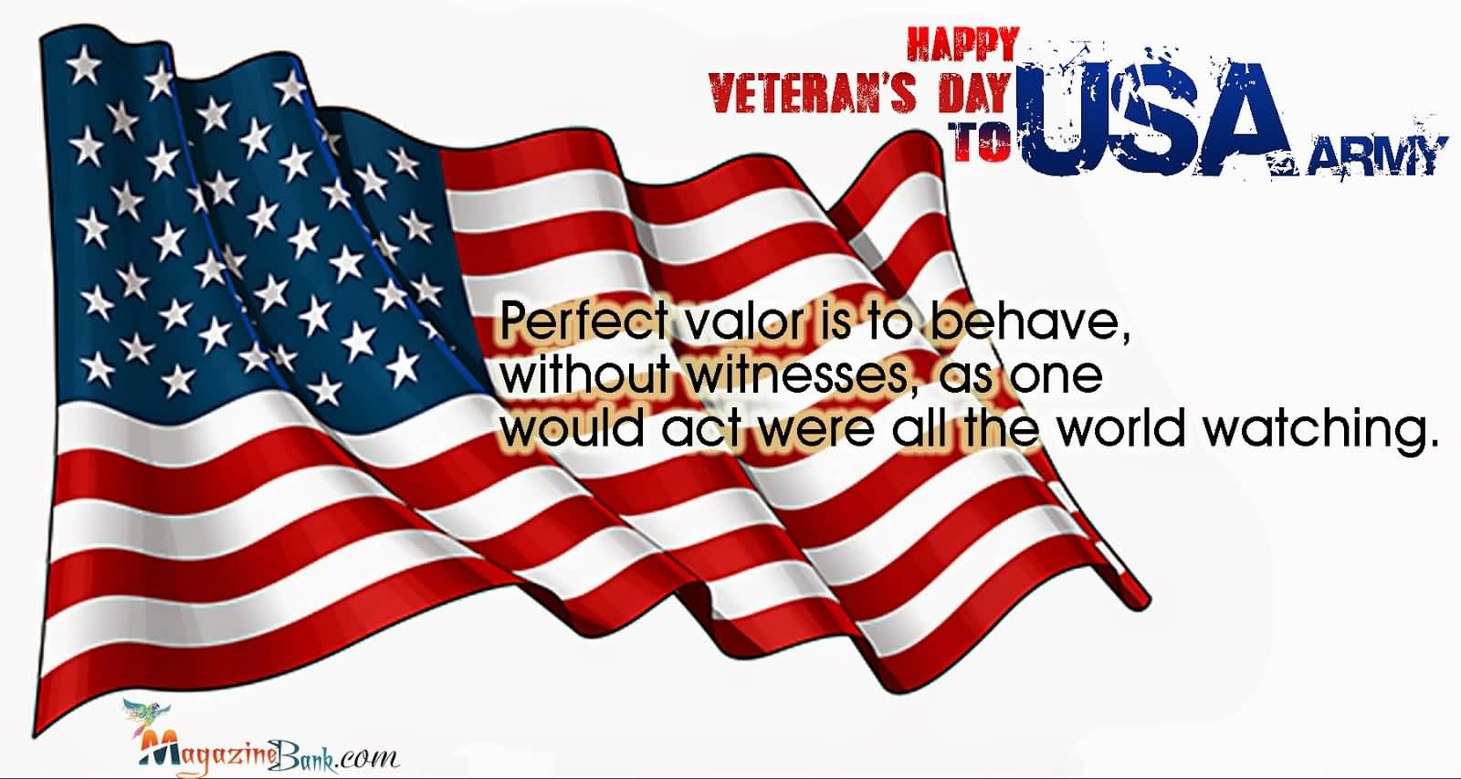 Perfect valor is to behave without witnesses as one would act were all the world watching Happy Veterans Day