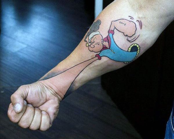 Popeye 3D Tattoos On Forearm