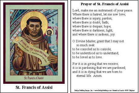 Prayer Of Saint Francis of Assisi Feast day