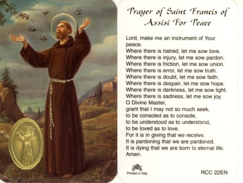 Prayer Of Saint Francis of Assisi For Peace