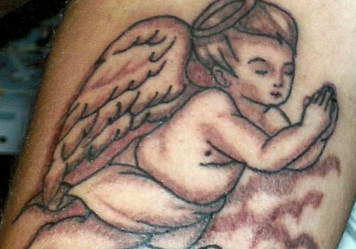 Praying Baby Angel Tattoo Design