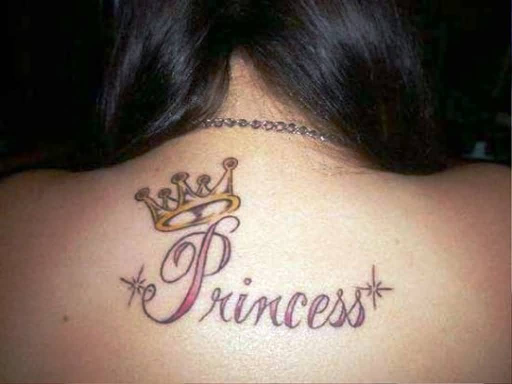 Princess Crown Tattoo On back For women
