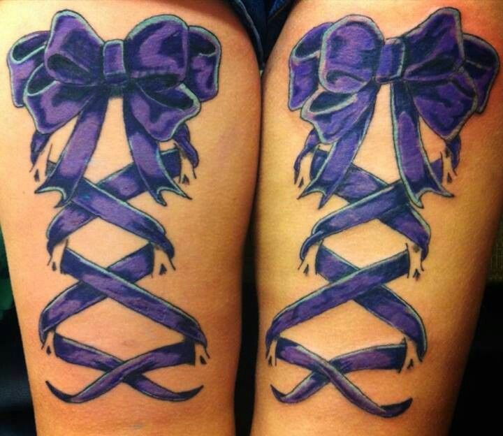 Purple Braided Bow Tattoo Design