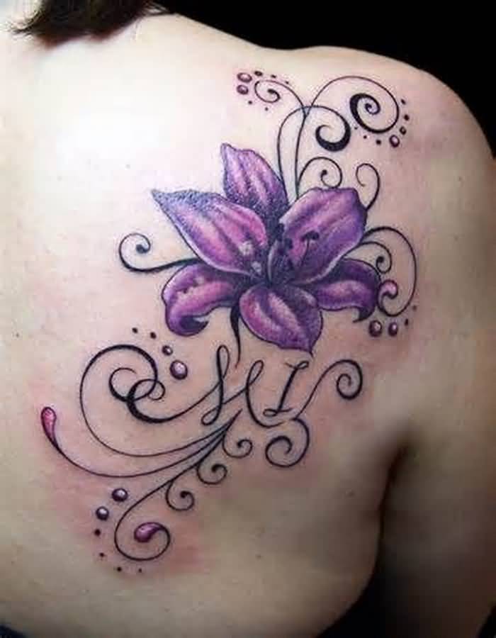 Purple Orchid Flower Tattoo Design
