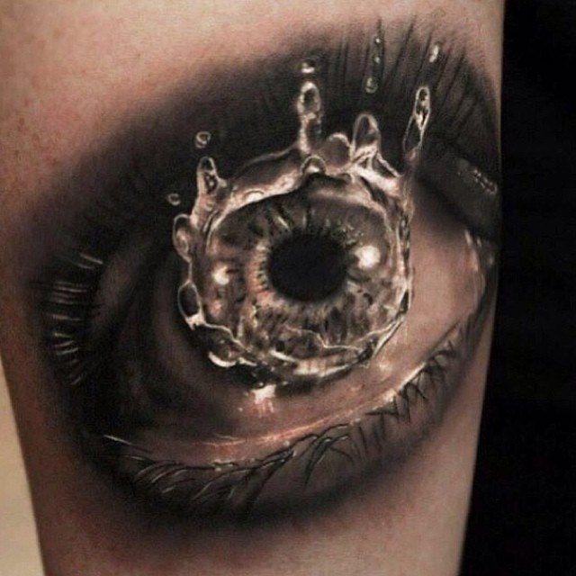 Real Eye With Tear Drop 3d Tattoo