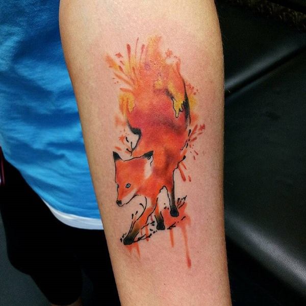 Red panda Watercolor Tattoo On Forearm