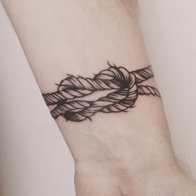 Rope Knot Nautical Tattoo On Wrist