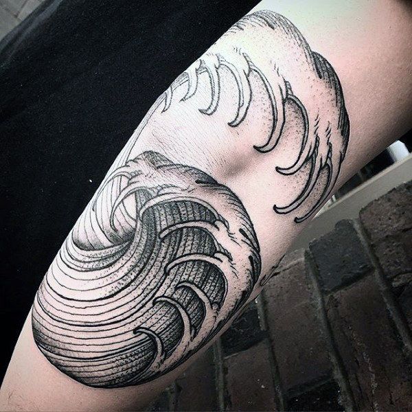 Sea waves Nautical Tattoo On Arm