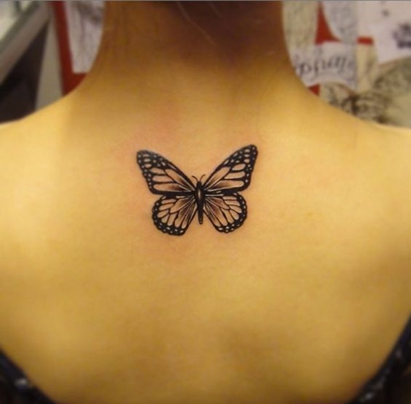 Simple Butterfly Tattoo On Back