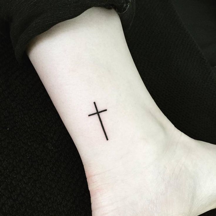 Small Christian Cross Tattoo On Ankle