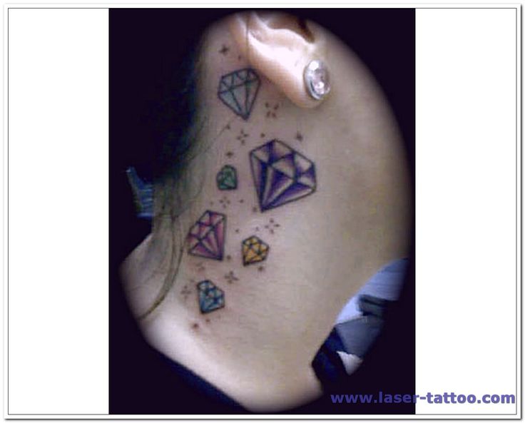Small Colorful diamonds Tattoo On Neck