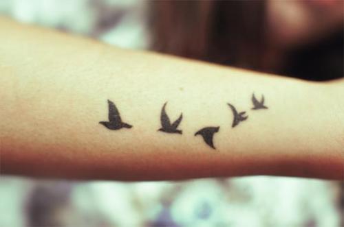 Small Flying Birds Tattoo On Arm