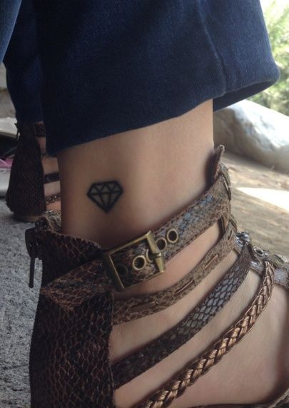Small Outline Diamond Tattoo Ankle