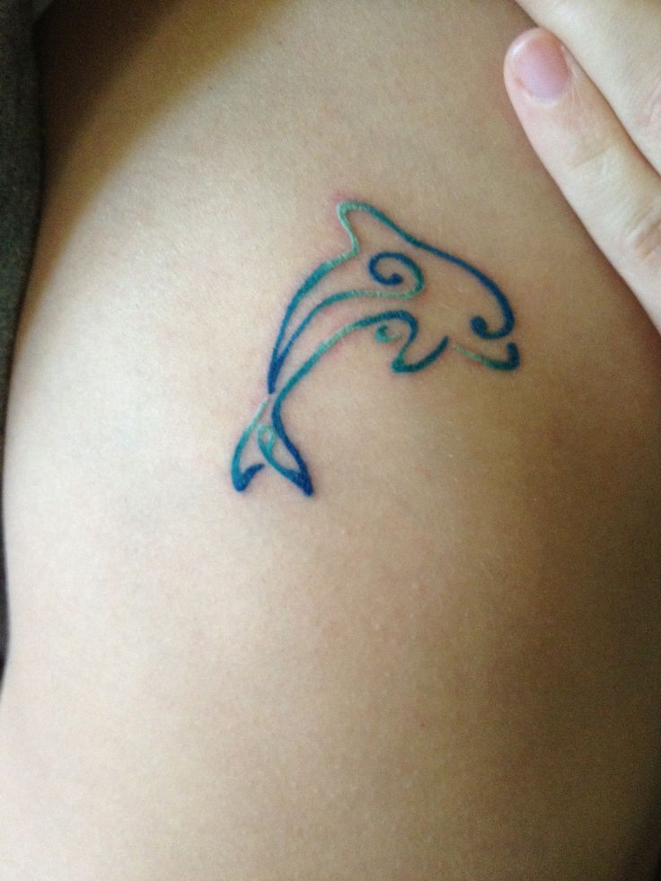 Small Outline Dolphin Tattoo Design