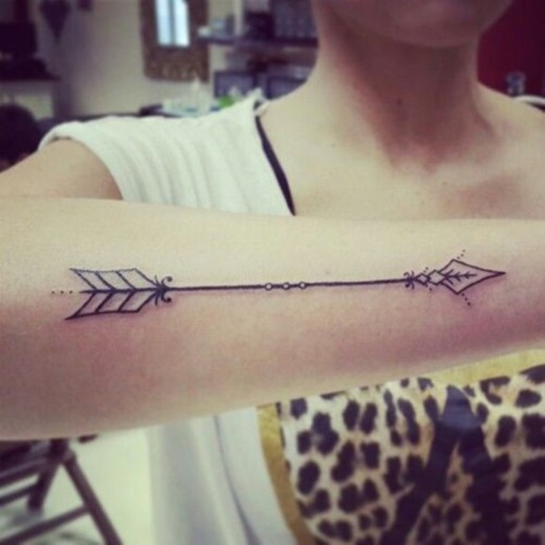 Straight Arrow Tattoo On Forearm