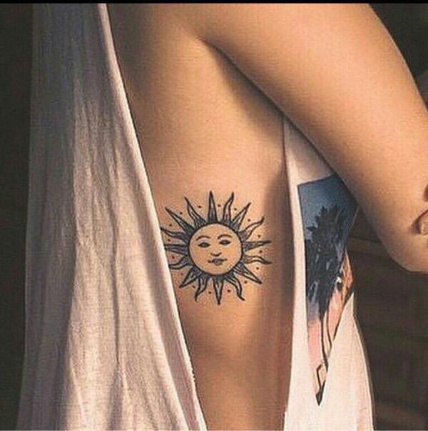 Sun Tattoo Design On side Rib