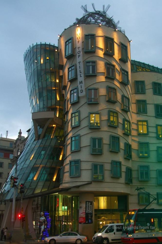 The Dancing House View During Evening
