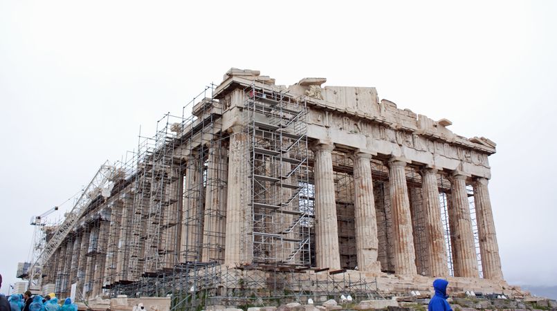 The Parthenon Temple During Restoration