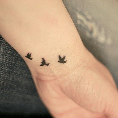 Three Small Flying Birds Tattoo On Wrist