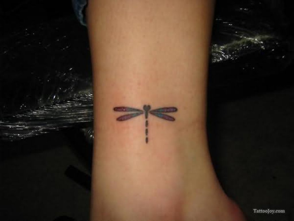Tiny Dragonfly Tattoo on Ankle