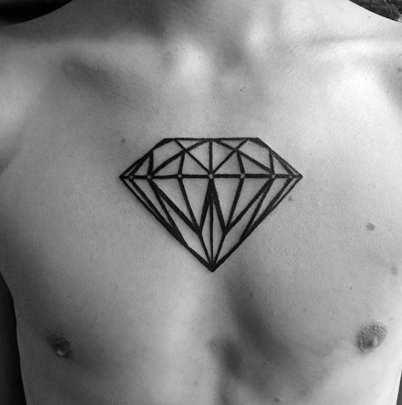 Traditional Diamond Tattoo On Chest
