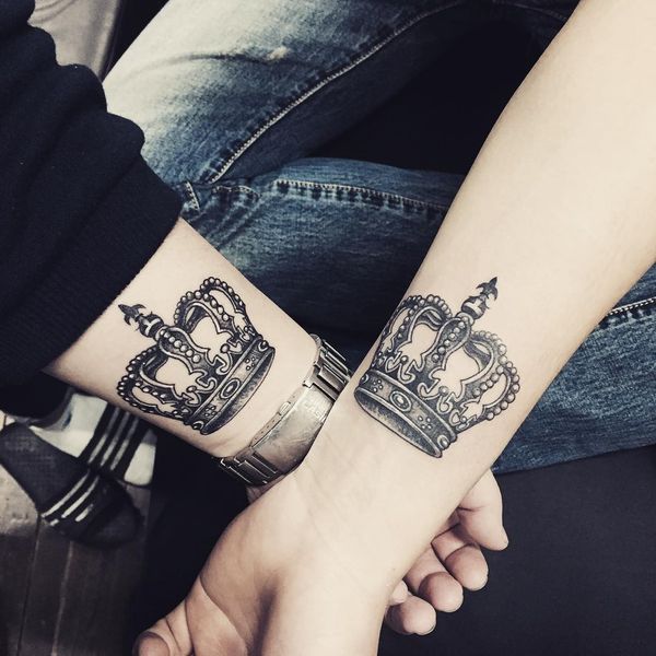 Traditional Matching Crown Tattoo On Wrists