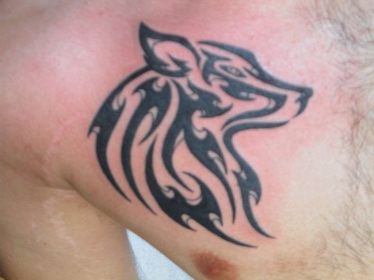 Tribal Wolf Tattoo On Upper Arm