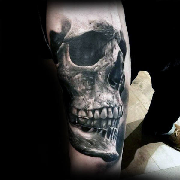 Ultra realistic 3d Skull Tattoos On Inner Forearm