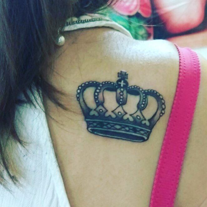Very Beautiful Crown Tattoo On Girls back