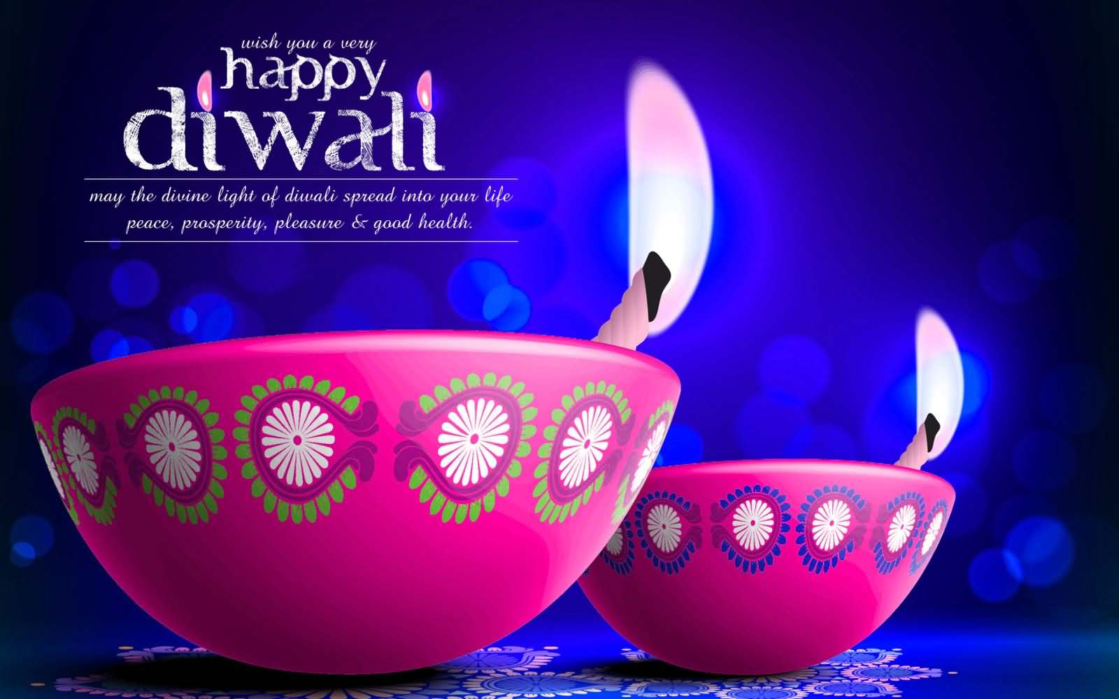 WIsh You A Very Happy Diwali Beautiful Diyas Illustration