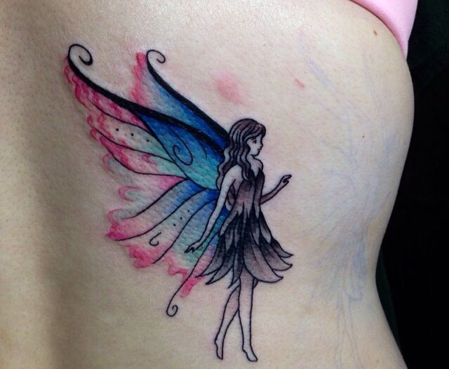 Watercolor Fairy Tattoo On back