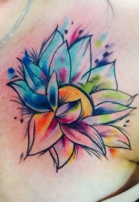 Watercolor Flower Tattoo For Girls