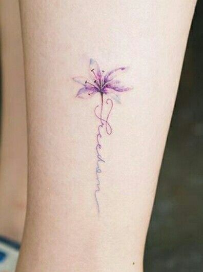 Watercolor Flower With Name tattoo On Wrist